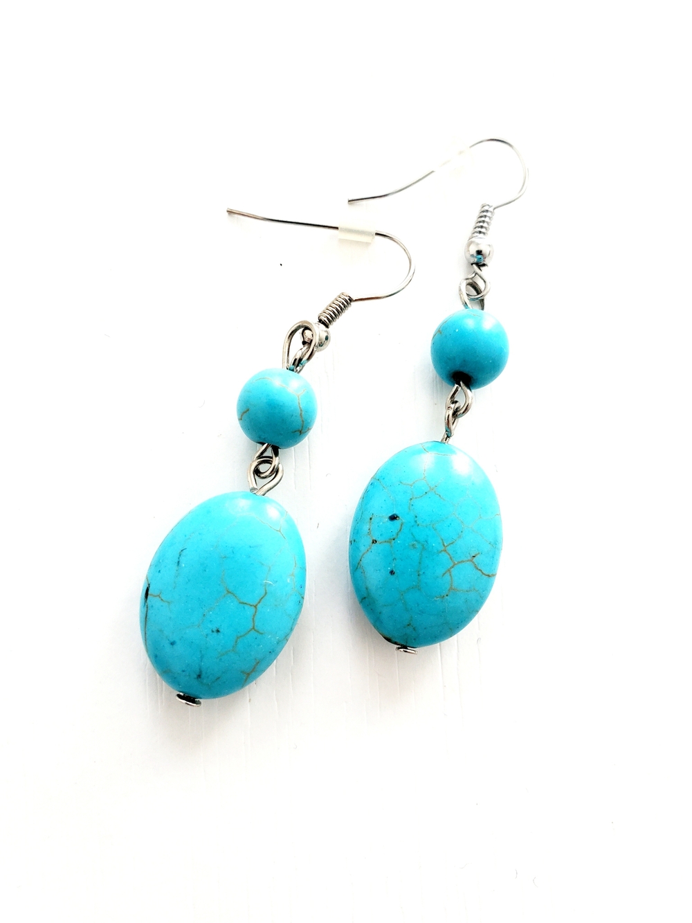 Turquoise Drop Stone Earrings - Women Jewelry